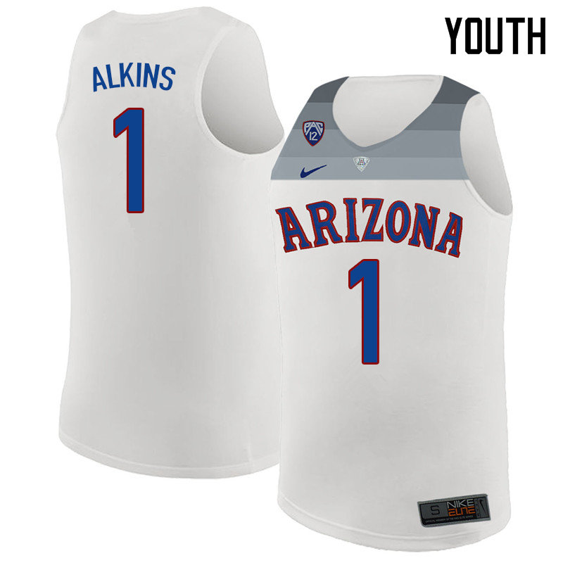 2018 Youth #1 Rawle Alkins Arizona Wildcats College Basketball Jerseys Sale-White